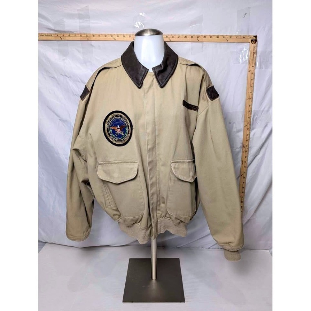 Avirex/Type A-2/Flight Jacket/Tan Cotton & Leather/DoD Patch/USAF Cert./Medium‎